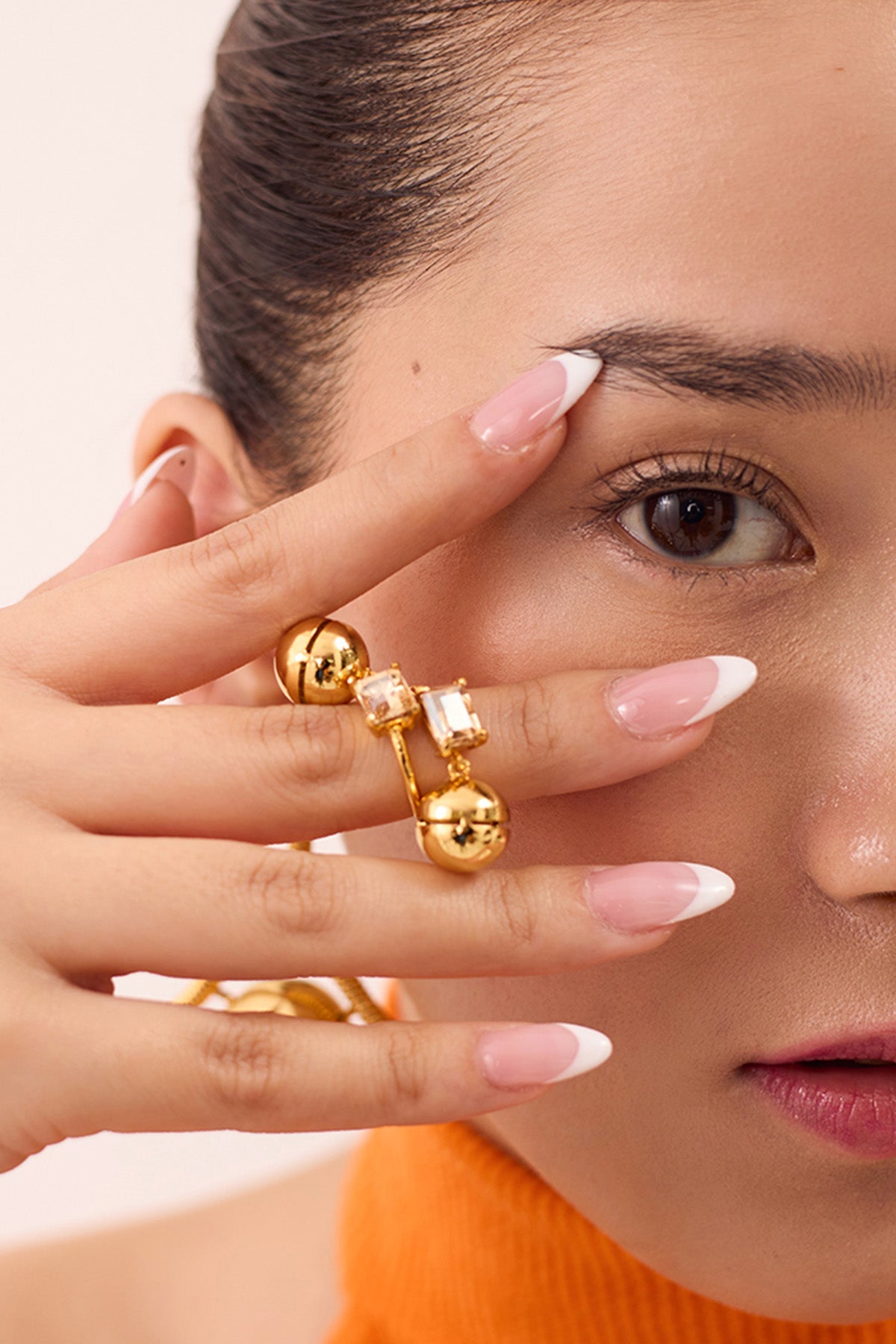 Buy Gold Plated Brass Crystal Ring by Ruhheite for Women online at ScrollnShops